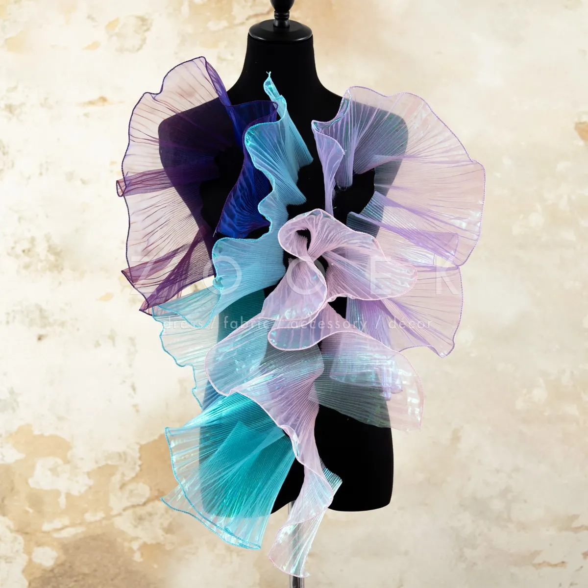 pleated organza 3D ruffled flounce trim for special occasion dresses