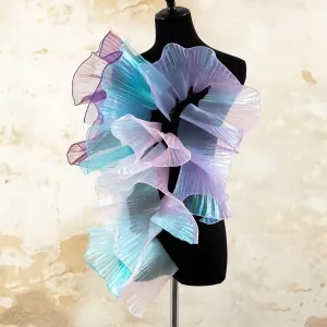 shiny sheer organza 3D flounce trim