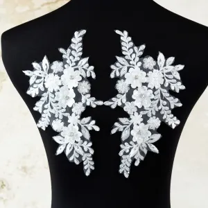 classic white beaded lace appliques for wedding decor