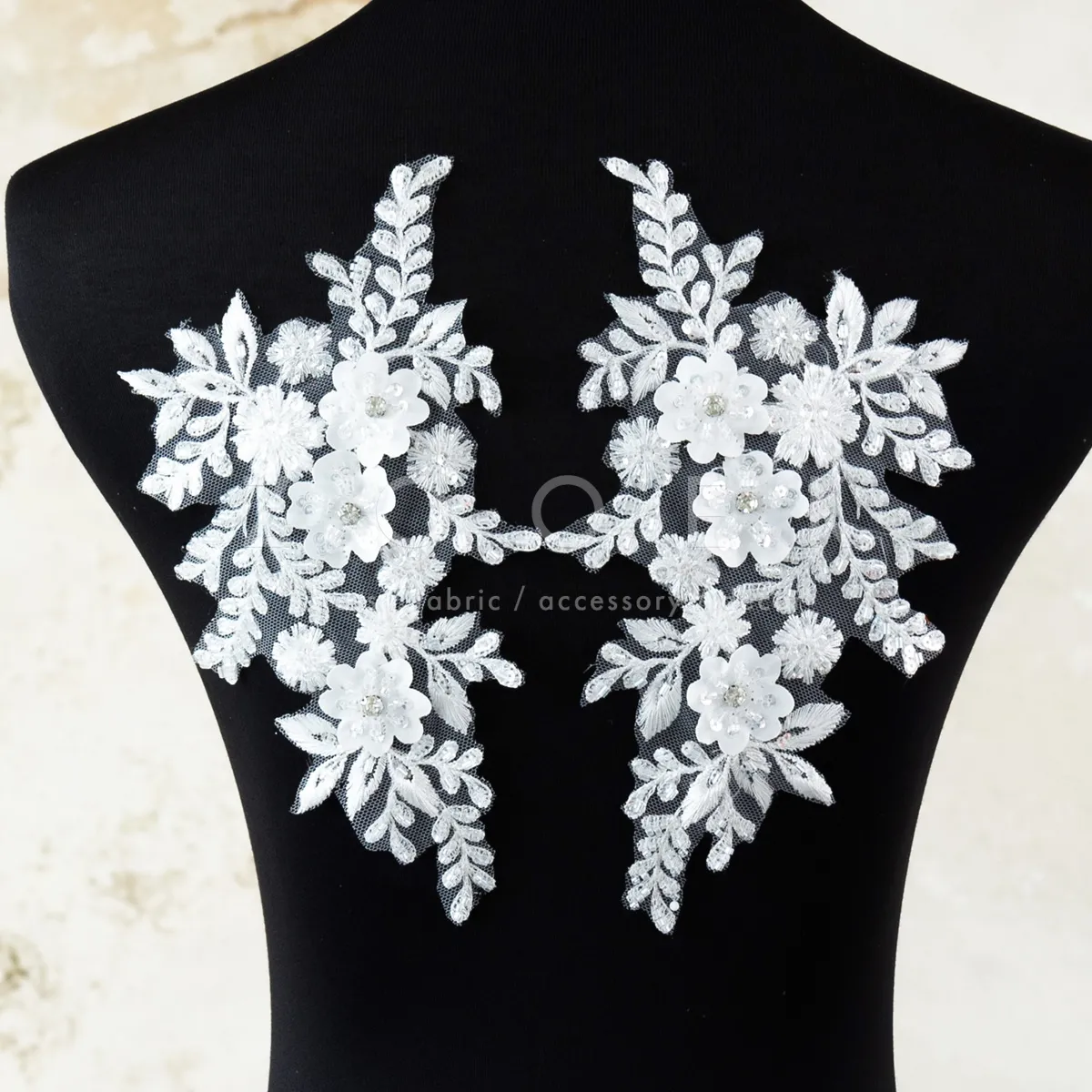 classic white beaded lace appliques for wedding decor