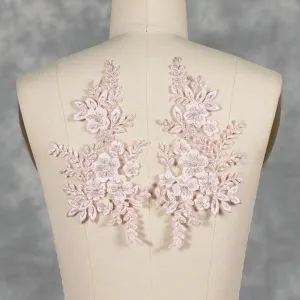 feminine beaded blush embroidery lace appliques