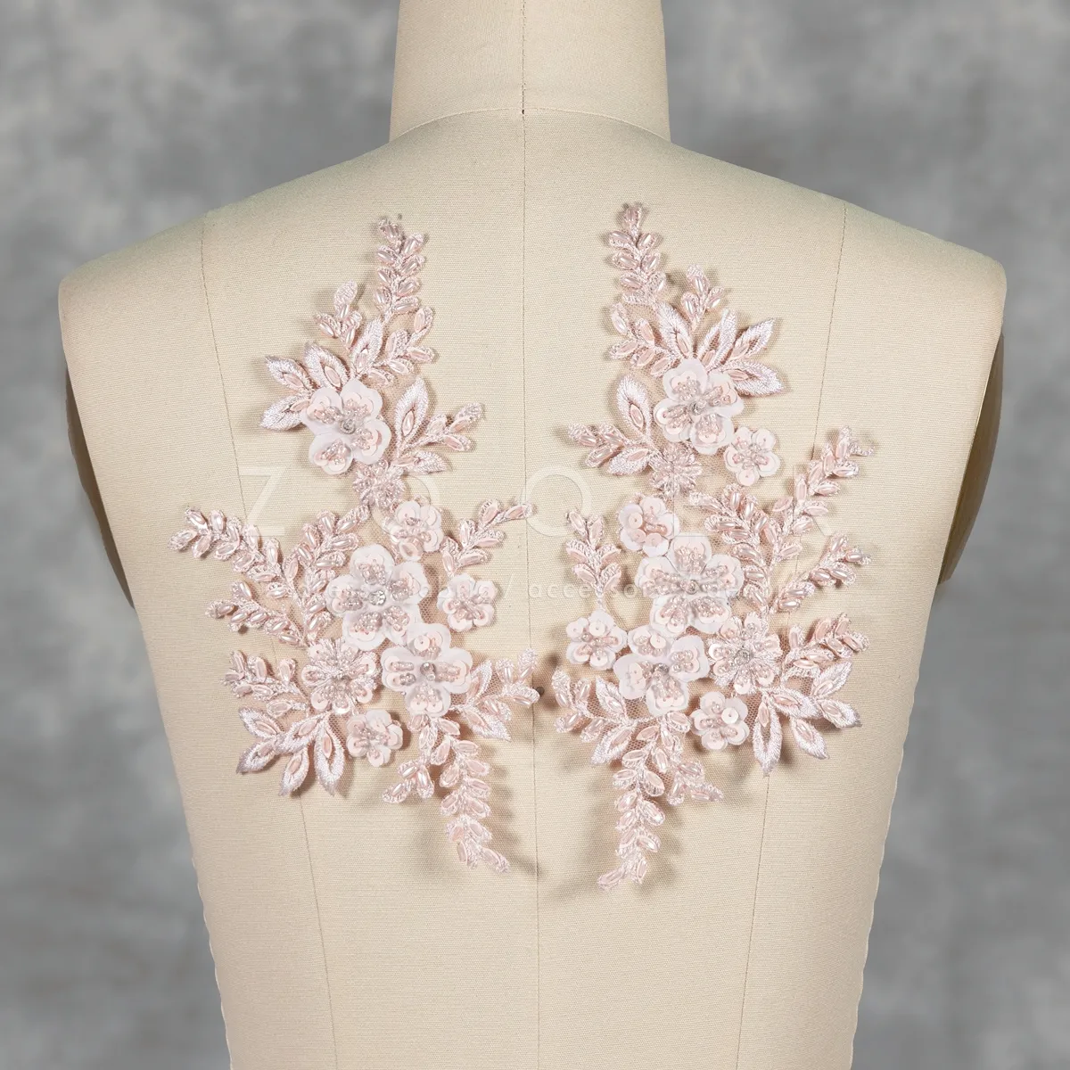 feminine beaded blush embroidery lace appliques