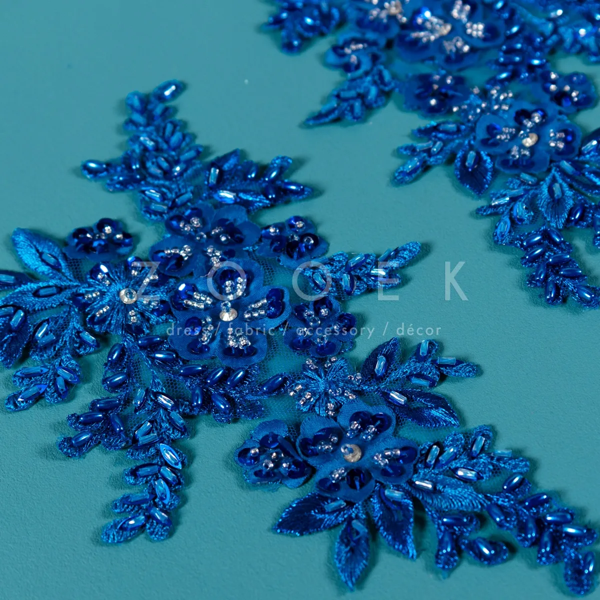 beautiful royal blue beaded floral motif