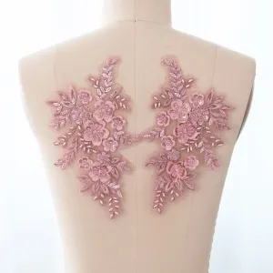 elegant pink beaded lace motifs for formal dresses