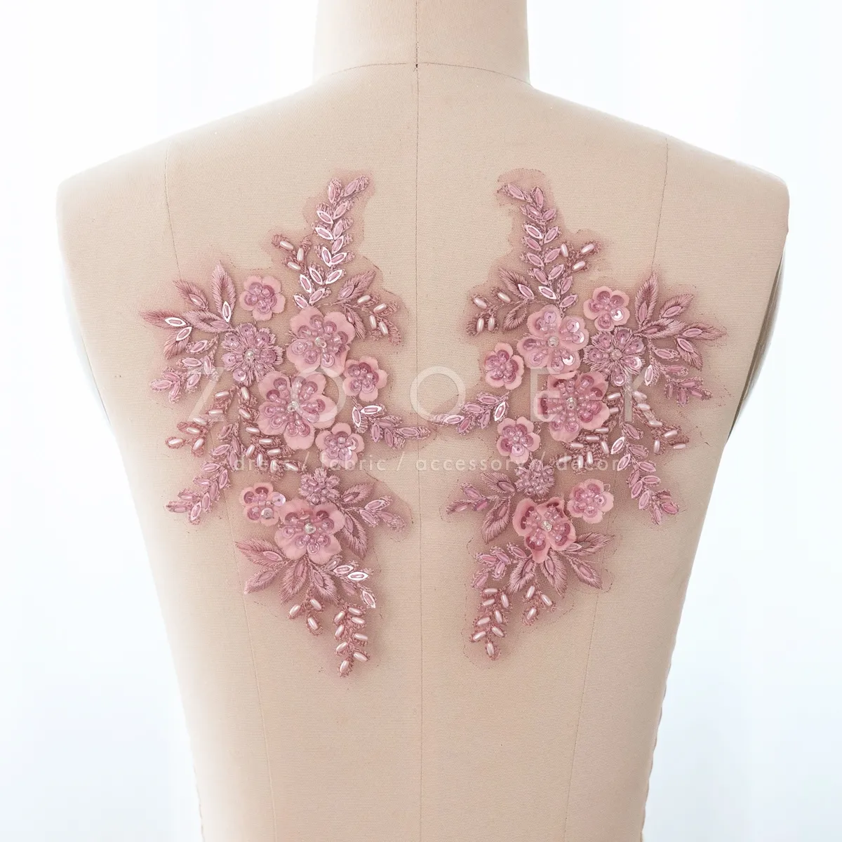 elegant pink beaded lace motifs for formal dresses