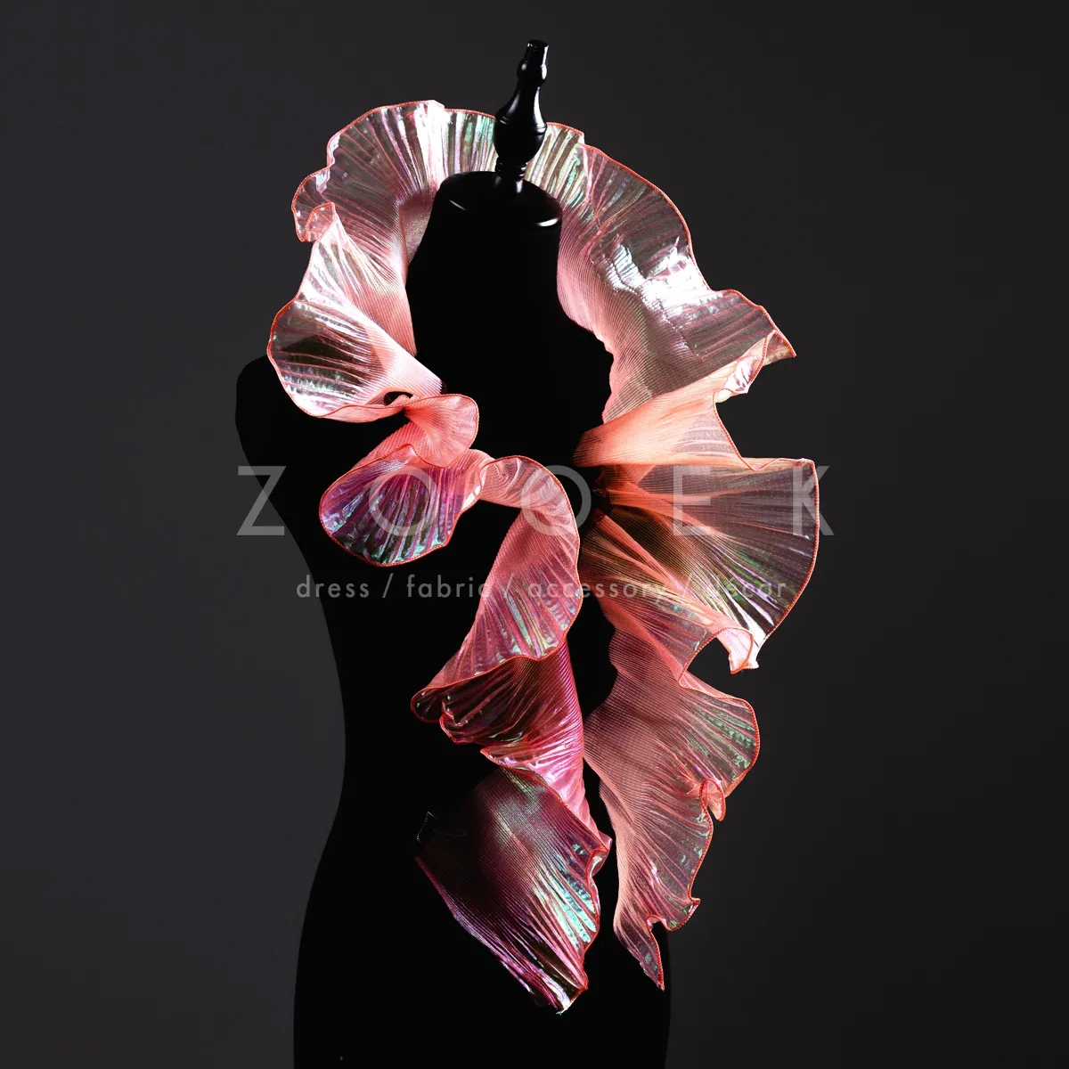 watermelon pleated flounced 3D organza trim