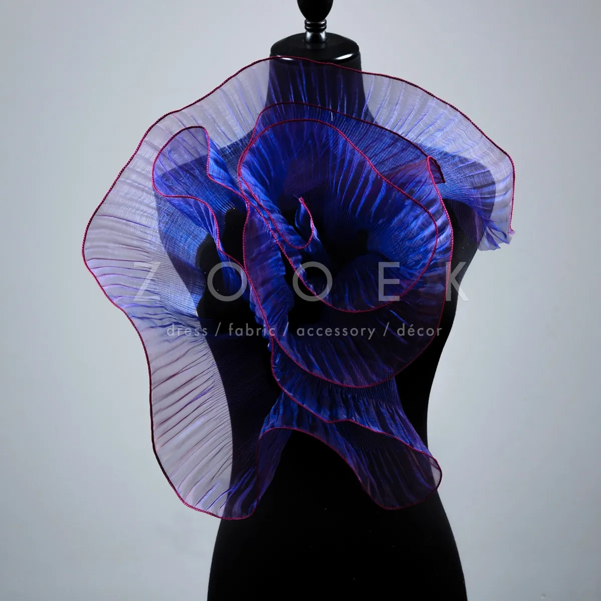 magenta blue iridescent organza trim by the yard