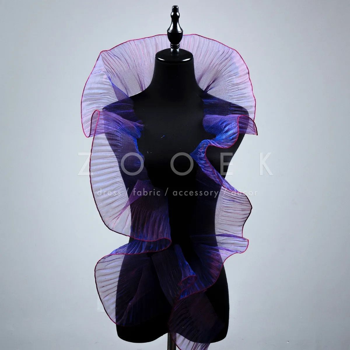 magenta blue iridescent organza trim