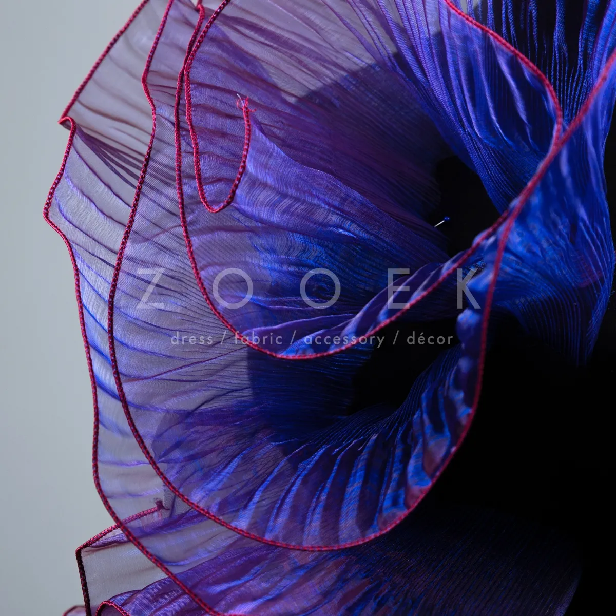 magenta blue iridescent organza