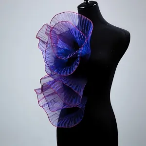 shiny magenta blue iridescent ruffled organza trim