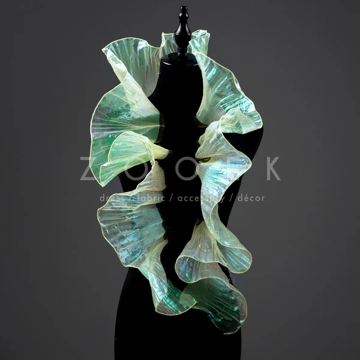 iridescent daffodil shirred organza trim