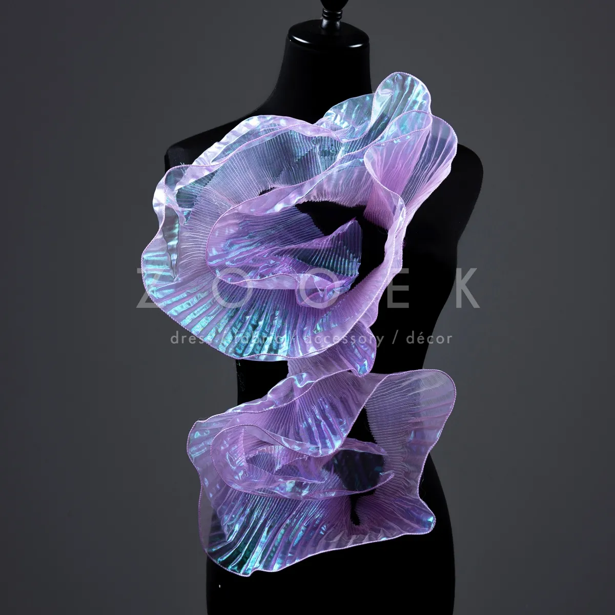 iridescent lilac organza dress trim