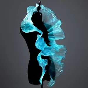 iridescent cyan pleated big wave organza trim for sewing