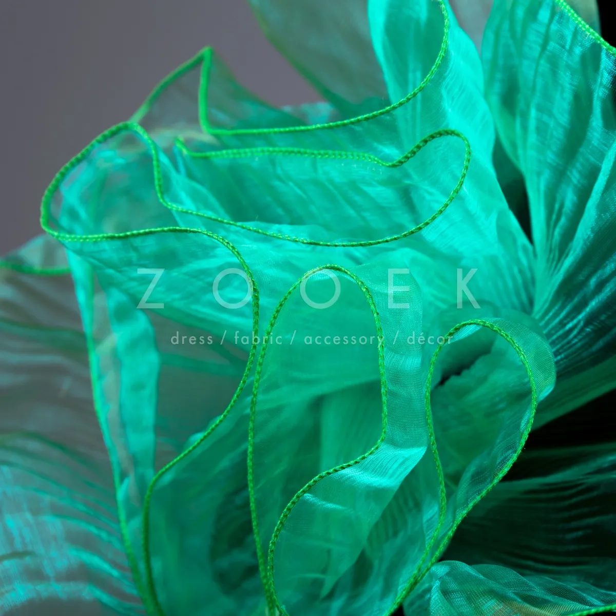 scalloped edge green organza trim