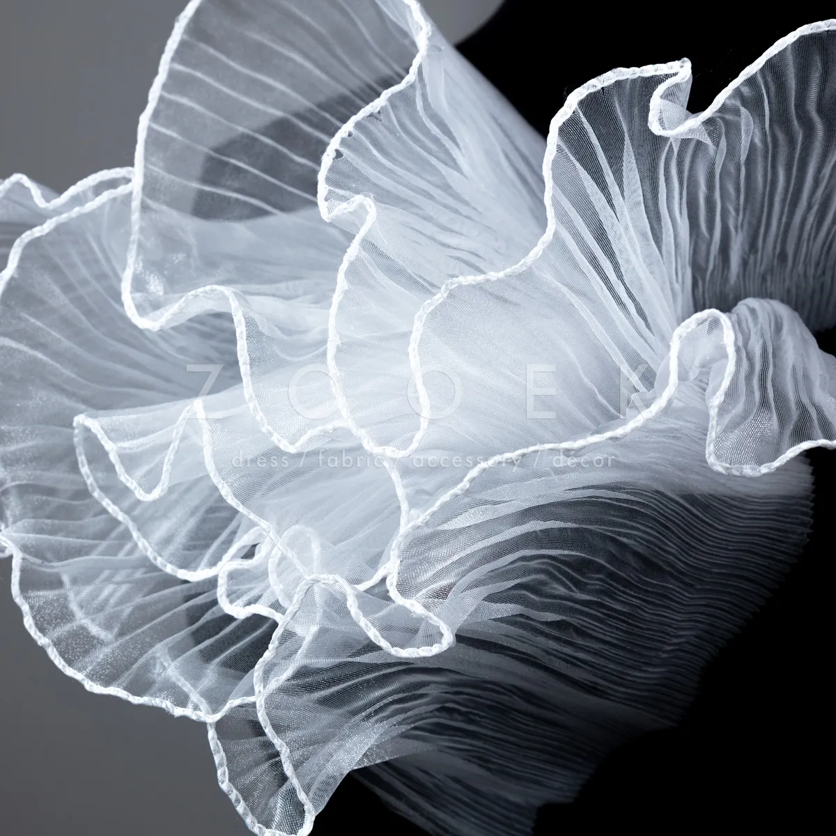 off white shimmering sheer organza trim