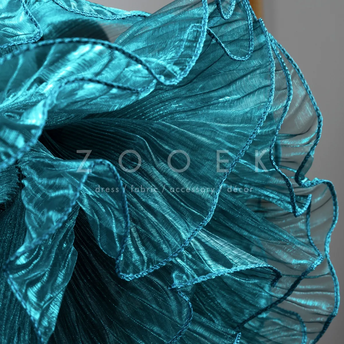 shimmering peacock blue trim
