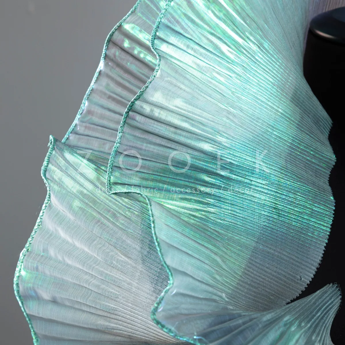 iridescent shiny green and green dress trim