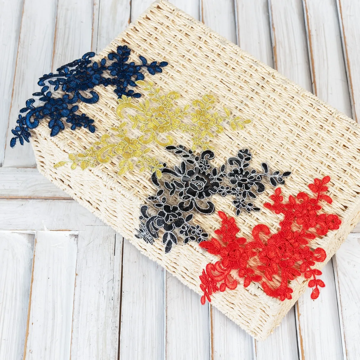 various colors floral embroidery corded lace appliques