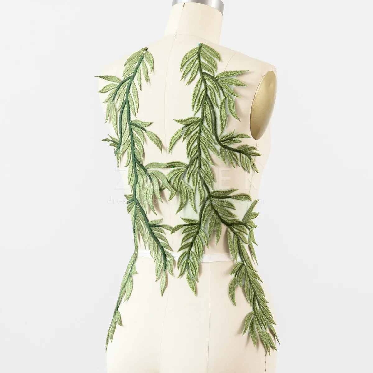 stunning green leaves applique patches