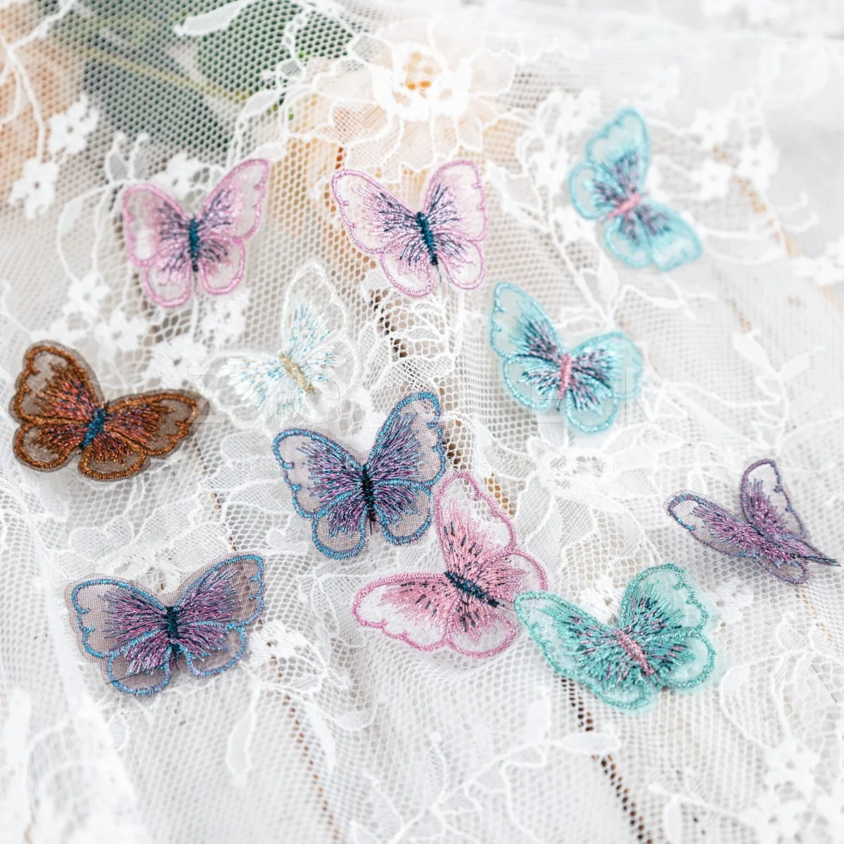 decorating organza embroidered butterflies