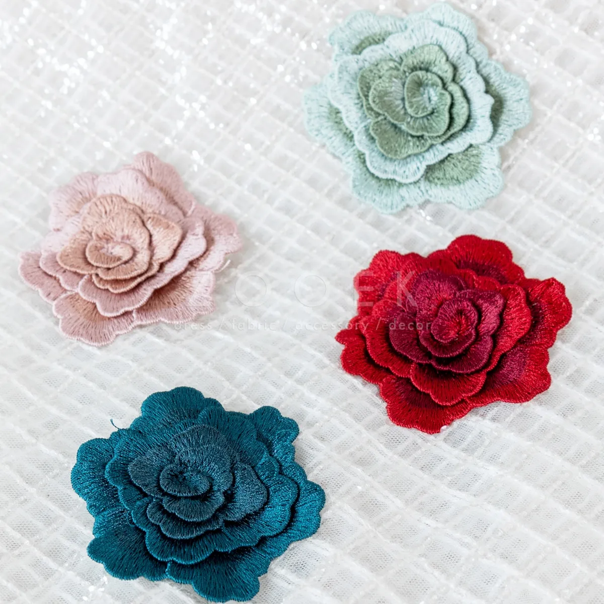 3d embroidery rose flower patch for diy project