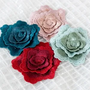 3d machine embroidery rose flower patch dress decoration