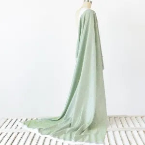 shiny sage green lurex fabric with metallic threads