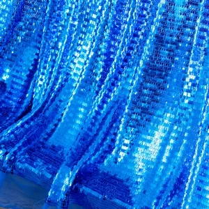 Shiny Royal Blue 3x9mm Rectangle Sequins Dress Material