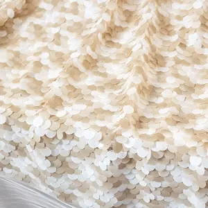 Gorgeous Ombre Beige 18mm Scaled Sequin Metallic Fabric