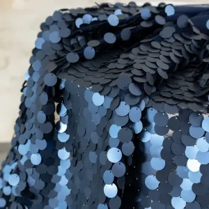 matte dark navy 18mm large sequin fabric by the yard