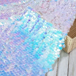 iridescent blue lilac 18mm large size sequin fabric