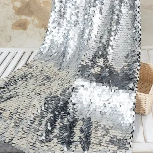 silver shiny sequin black mesh fabric for background