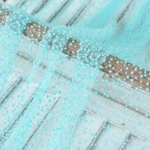 tiffany blue pearl bead tulle charming beading fabric