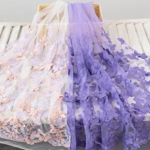 faded 3d butterfly embroidery romantic lace fabric