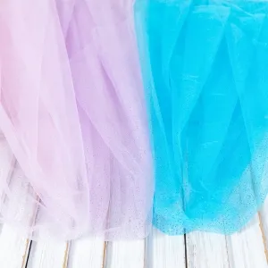 metallic glitters glued tulle fabric