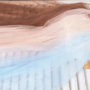pearled soft tulle mesh wedding dress overlay fabric