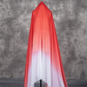 red to white vaporous chiffon ombre dress fabric