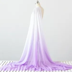 white to lilac gradient chiffon material for dressmaking