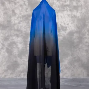 royal blue to black two tone ombre chiffon dress fabric
