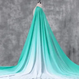 jade to white ombre sheer two tone chiffon fabric