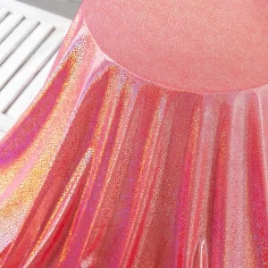 Hologram Glitter Red Translucent Spandex Lame Fabric
