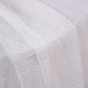 Shiny Glitter Glued Pale Pink Tulle Fabric for Backdrop