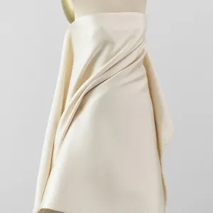 light khaki mikado twill weave poly bridal satin fabric