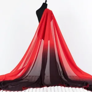 red and black gradient chiffon fabric by the yard