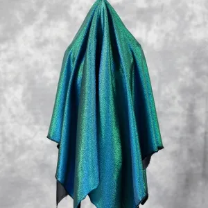 green with blue two tone iridescent glitter lurex fabric