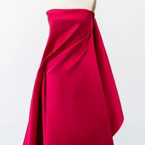 carmine twill thick and stiff satin autumn dress fabric