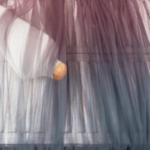 cool slate to rosy finch ombre soft tulle material