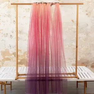 peach and eggplant ombre airy tulle fabric by the yard