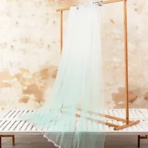 ivory and mint ombre soft tulle fabric for flowing dress