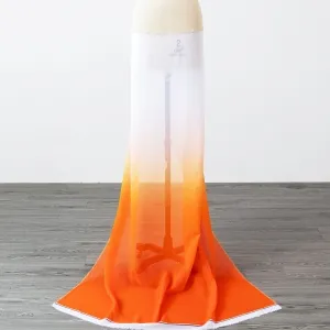 gradient tangerine and white two tone chiffon fabric